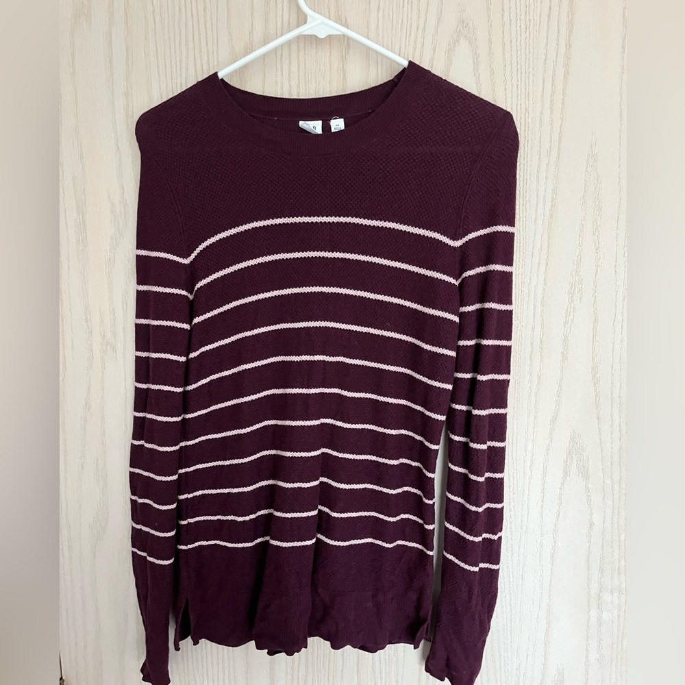 GAP Women's Burgundy Striped Sweater